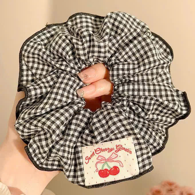 Cột tóc Caro ĐEN TRẮNG HOA ANH ĐÀO, cột tóc cho bé dễ thương, quà tặng bé gái độc đáo B4706