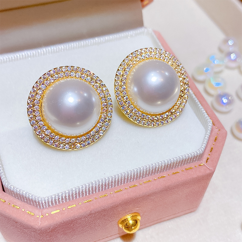 Bông tai nữ NGỌC viền đá zircon xi vàng pha cao cấp , hoa tai to sát tai đi tiệc sang trọng, Hoa tai bà Sui, hoa tai co dâu, Hoa tai nữ đẹp, phụ kiện thời trang độc đáo đi tiệc sang trọng B4933