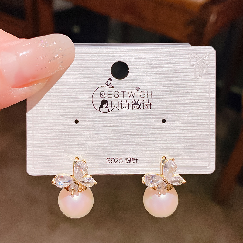 Bông tai nữ HỒ ĐIỆP đá zircon giọt ngọc cao cấp đi tiệc sang trọng, Hoa tai nữ đẹp,hoa tai cô dâu, phụ kiện thời trang độc đáo đi tiệc sang trọng B4939