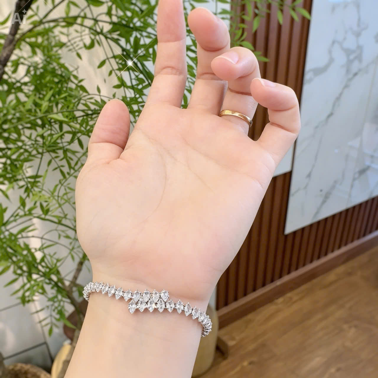 Lắc tay nữ mảnh nhẹ nhàng sang trọng FULL ĐÁ zircon cao cấp xi bạc 925, phụ kiện vòng tay nữ đẹp, lắc tay nữ đi tiệc, lắc tay cô dâu B4862