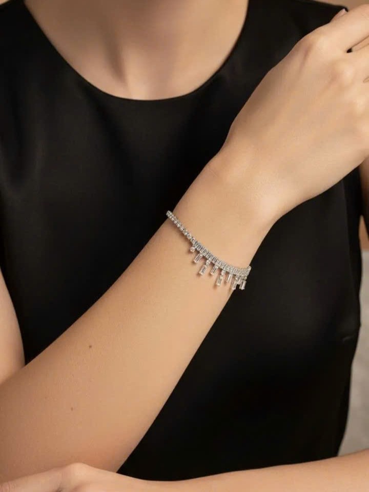Lắc tay full đá zircon xi bạc 925 cao cấp, lắc tay cô dâu, phụ kiện lắc tay độc đáo sang trọng đi tiệc, quà tặng bạn gái B4865