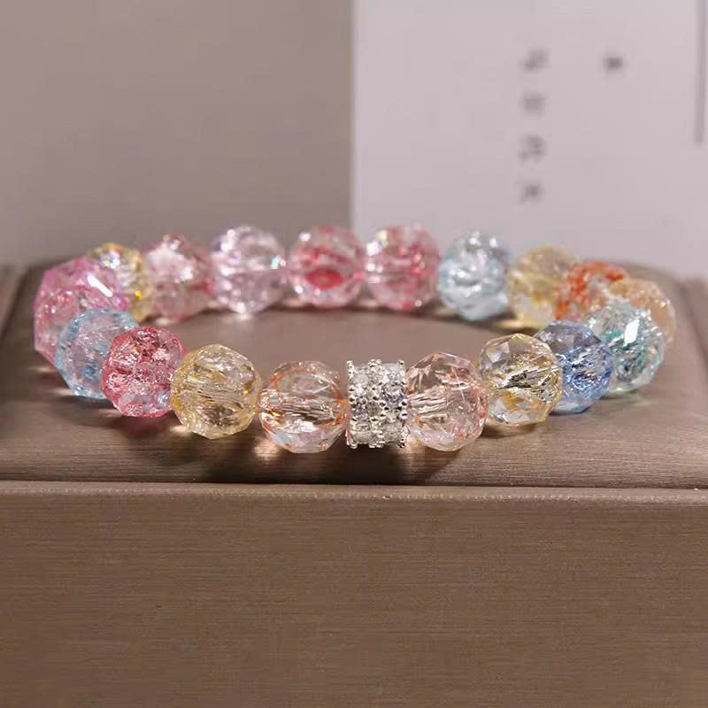 Vòng tay nữ Chuỗi đá bào mài góc cạnh màu sắc mặt nhẫn full đá zircon, quà tặng độc đáo, phụ kiện quà tặng xinh độc đáo ý nghĩa B4914