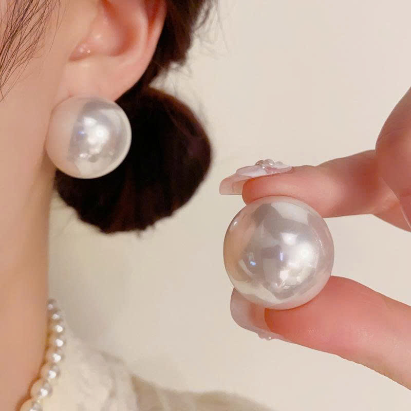 Bông tai, Hoa tai HẠT BẸT bảng to sang 2.5cm trơn basic đơn giản sang trọng, bông tai đi tiệc thiết kế hàn quốc, phụ kiện bông tai xinh B5048