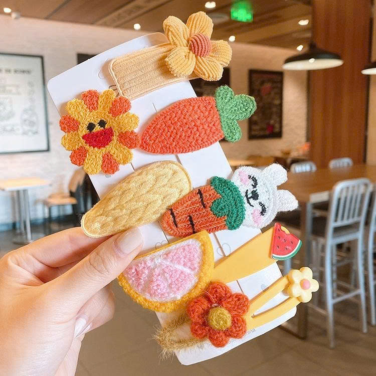Sét 9 Kẹp tóc VÀNG CAM Hoa mặt trời, thỏ, cà rốt cho bé ,kẹp tóc cho bé, phụ kiện kẹp tóc màu sắc độc đáo, quà tặng cho bé, quà tặng đáng yêu B5119
