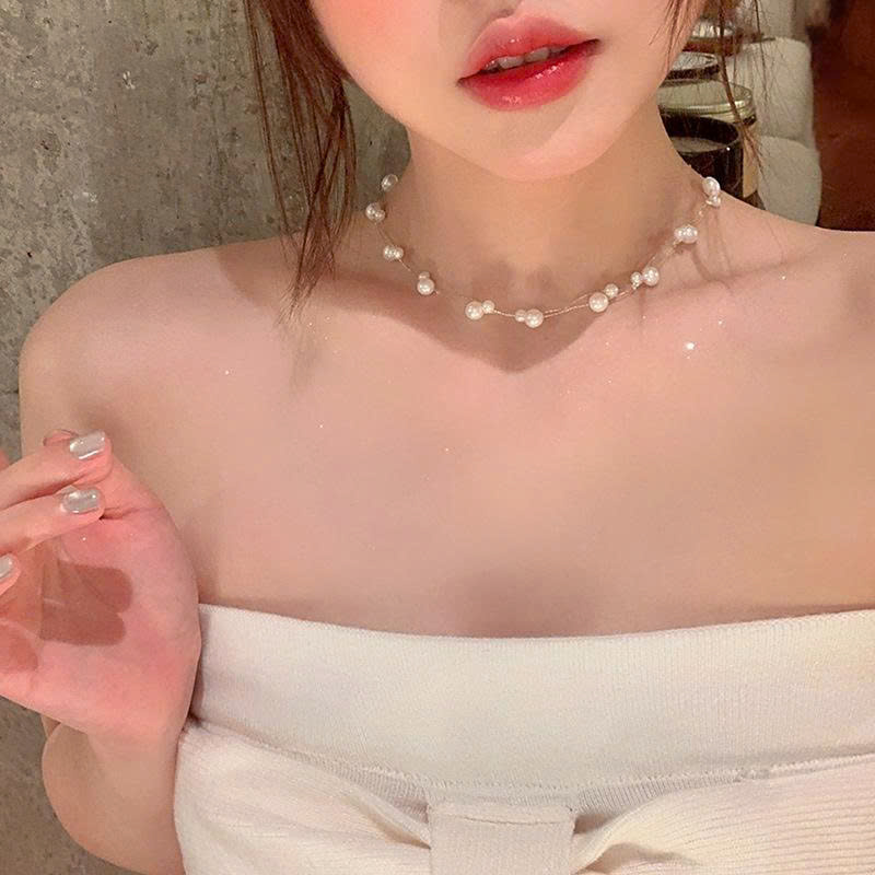 Chocker dây chuyền nữ ngọc dây nhí ĐẸP, phụ kiện dây chuyền đi tiệc tiểu thư độc đáo, phụ kiện dây chuyền đẹp B5153