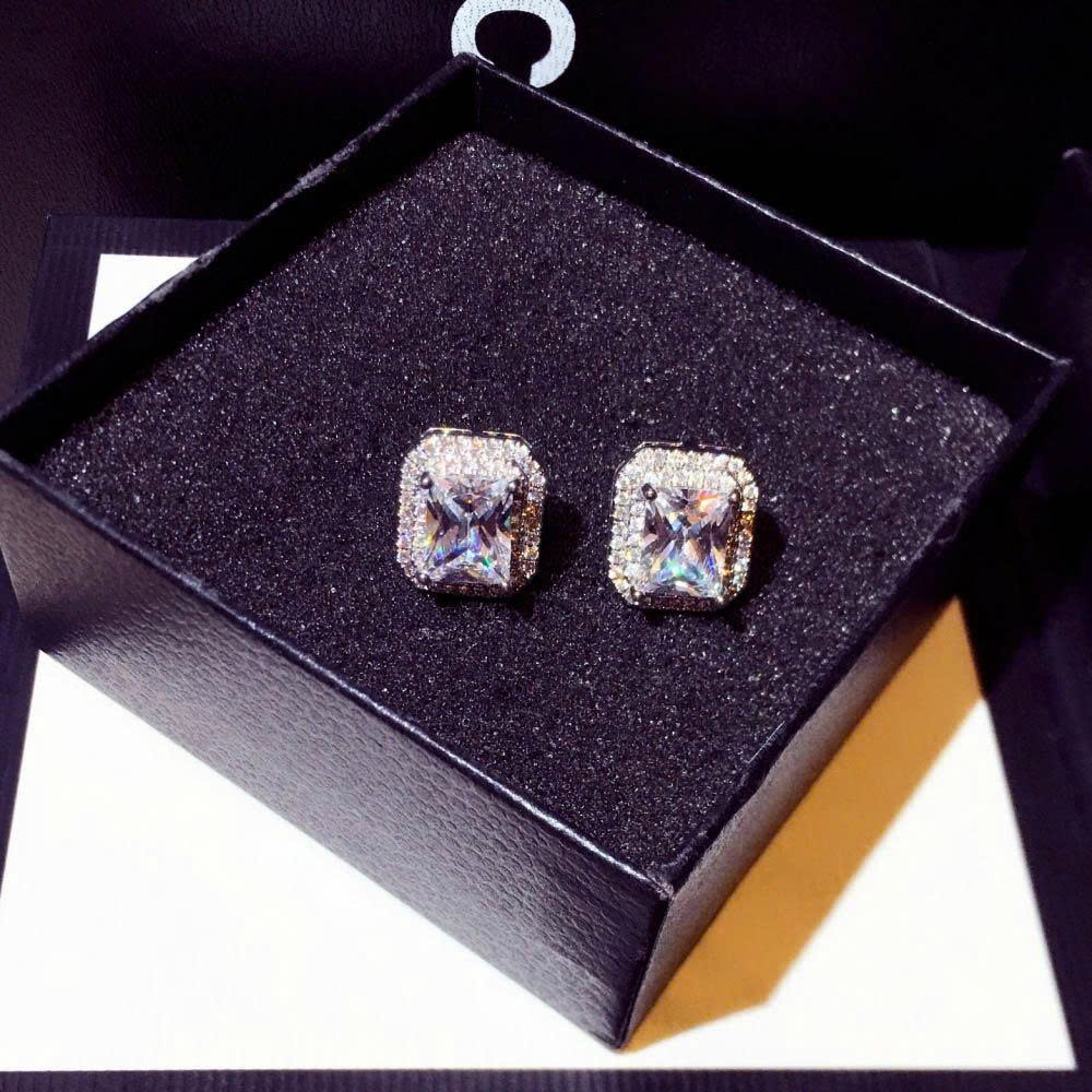 Bông tai ĐÁ ZIRCON hình vuông cao cấp xi bac 925, hoa tai đi tiệc sang trọng, bông tai cô dâu, quà tặng ý nghĩa B5187