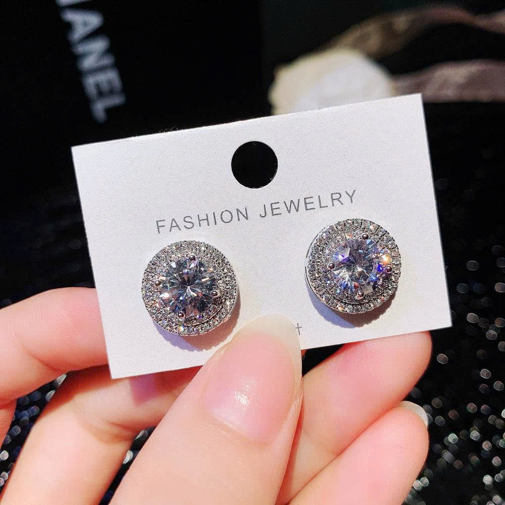 Bông tai ĐÁ zircon xi bạc 925 cao cấp, phụ kiện bông tai sang trọng, hoa tai cô dâu, hoa tai đi tiệc B5189
