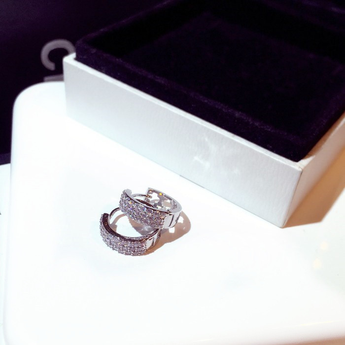 Bông tai tròn full đá zircon xi bạc 925 cao cấp 1.2cm, hoa tai đi tiệc basic tròn cơ bản đính đá, phụ kiện bông tai đi tiệc  B5170