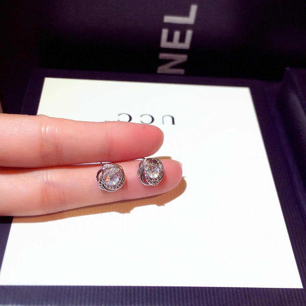 Bông tai nụ đá zircon xi bạc 925 cao cấp, Hoa tai cô dâu, bông tai thiết kế đơn giản sang trọng, phụ kiện hoa tai B5177