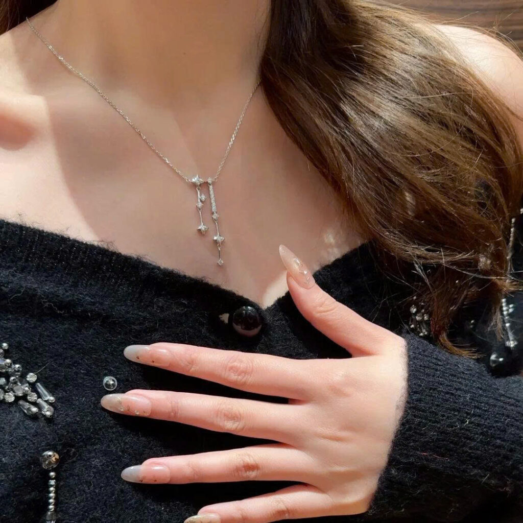 Dây chuyền sao băng đính đá xi bạc 925 cao cấp, dây chuyền nữ độc đáo thiết kế đơn giản sang trọng, quà tặng ý nghĩa B5311