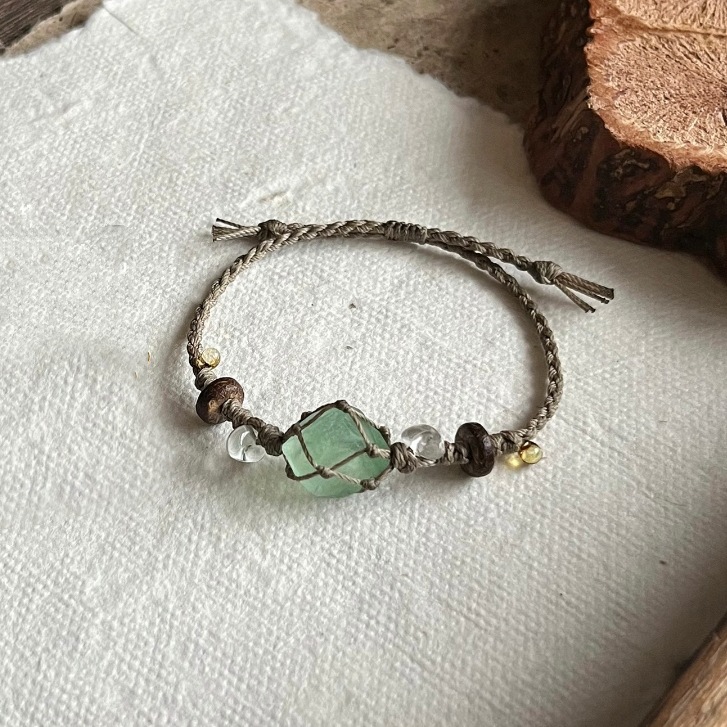 Vòng tay nữ handmade đá XANh thô tự nhiên đơn giản vòng tay đá tinh xảo quà tặng sinh nhật, quà tặng ý nghĩa B5290