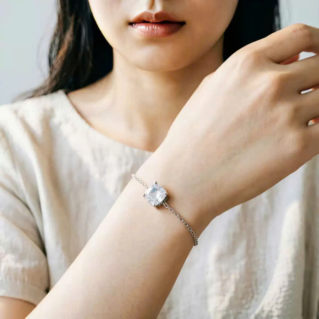 Lắc tay freesize đá trắng zircon xi bạc 925 cao cấp, vòng tay nữ đẹp, quà tặng ý nghĩa, phụ kiện trang sức đơn giản thanh lịch B5319