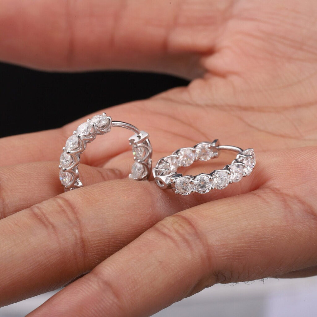 Bông tai khoen tròn đính đá zircon xi bạc 925 ĐK1cm, phụ kiện hoa tai basic cá tính đơn giản thanh lịch, quà tặng xinh B5338